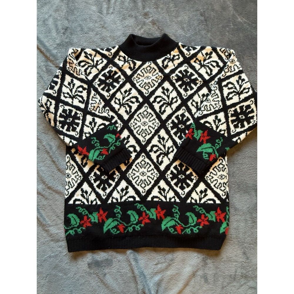 Sweater Exchange Vintage Sweater Mock Neck Holiday Size Small